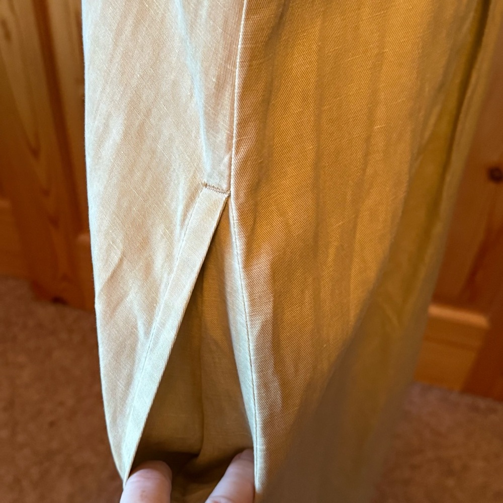 Sundance Tencel Linen Blend Midi Dress L Button Down Sleeveless Beige Yellow - Picture 8 of 16